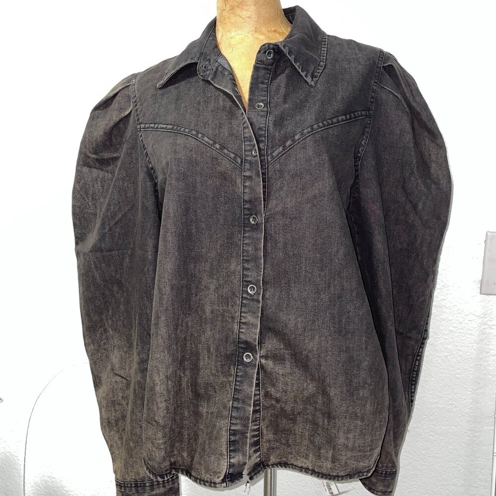 NWT $100 BACI Lightweight Black Denim Jacket / Top Large L Made in Italy